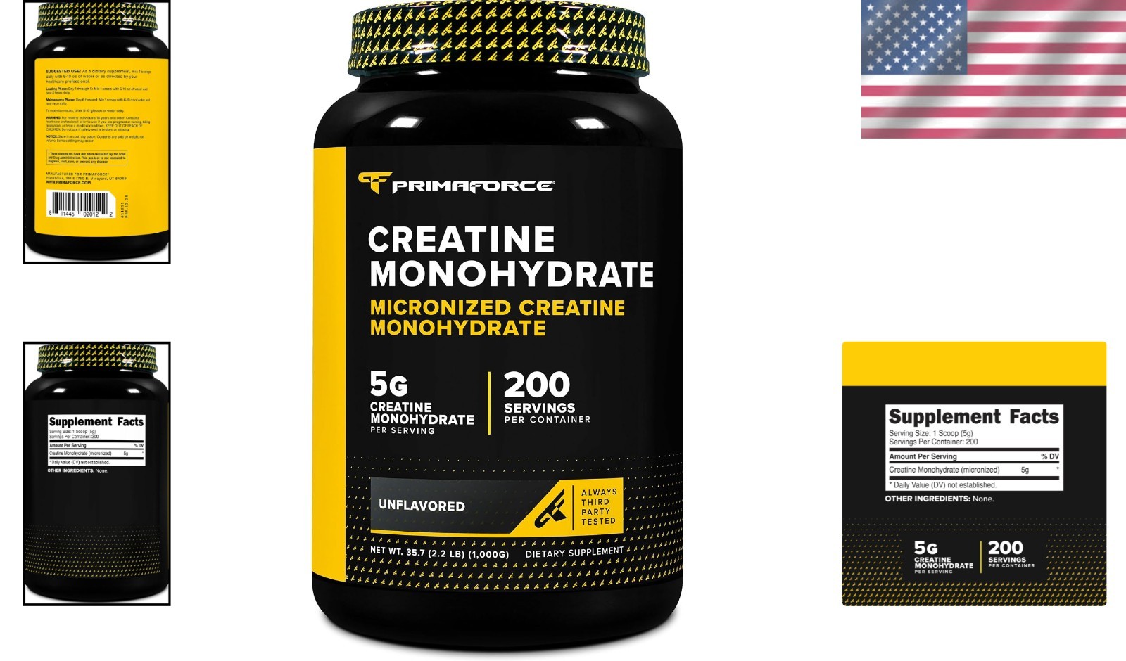 Micronized Creatine Monohydrate Powder 1KG – 200 Servings – , GF, Non-GMO