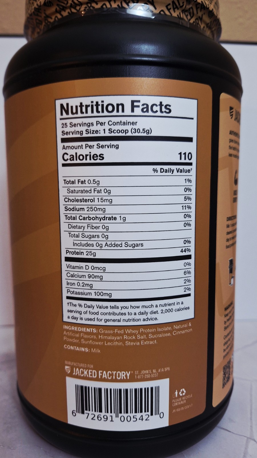Jacked Factory Grass-fed ISO Cinnamon Cereal, 25 Serv, 25g Protein, 04/2027✨️