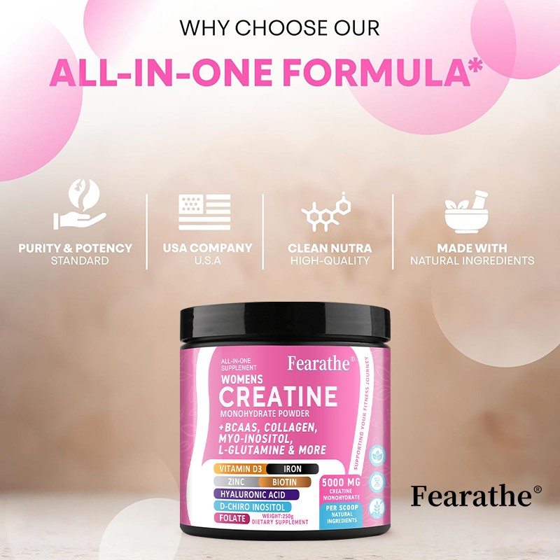 Creatine Monohydrate Powder For Women Strengthen Muscles 5 Grams Per Serving