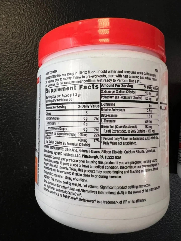 GNC Pro Pre Workout Tropical Fruit Punch 30 Servings – FREE SHIPPING