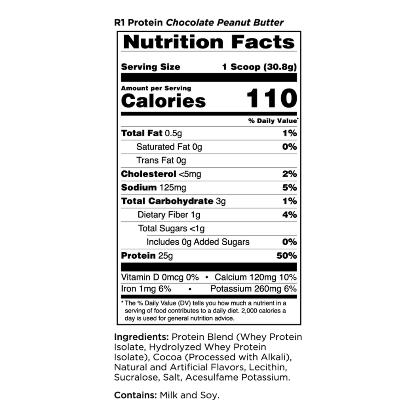 RULE 1 Protein Chocolate Peanut Butter Whey Protein Isolates Hydrolysate 1.98 lb