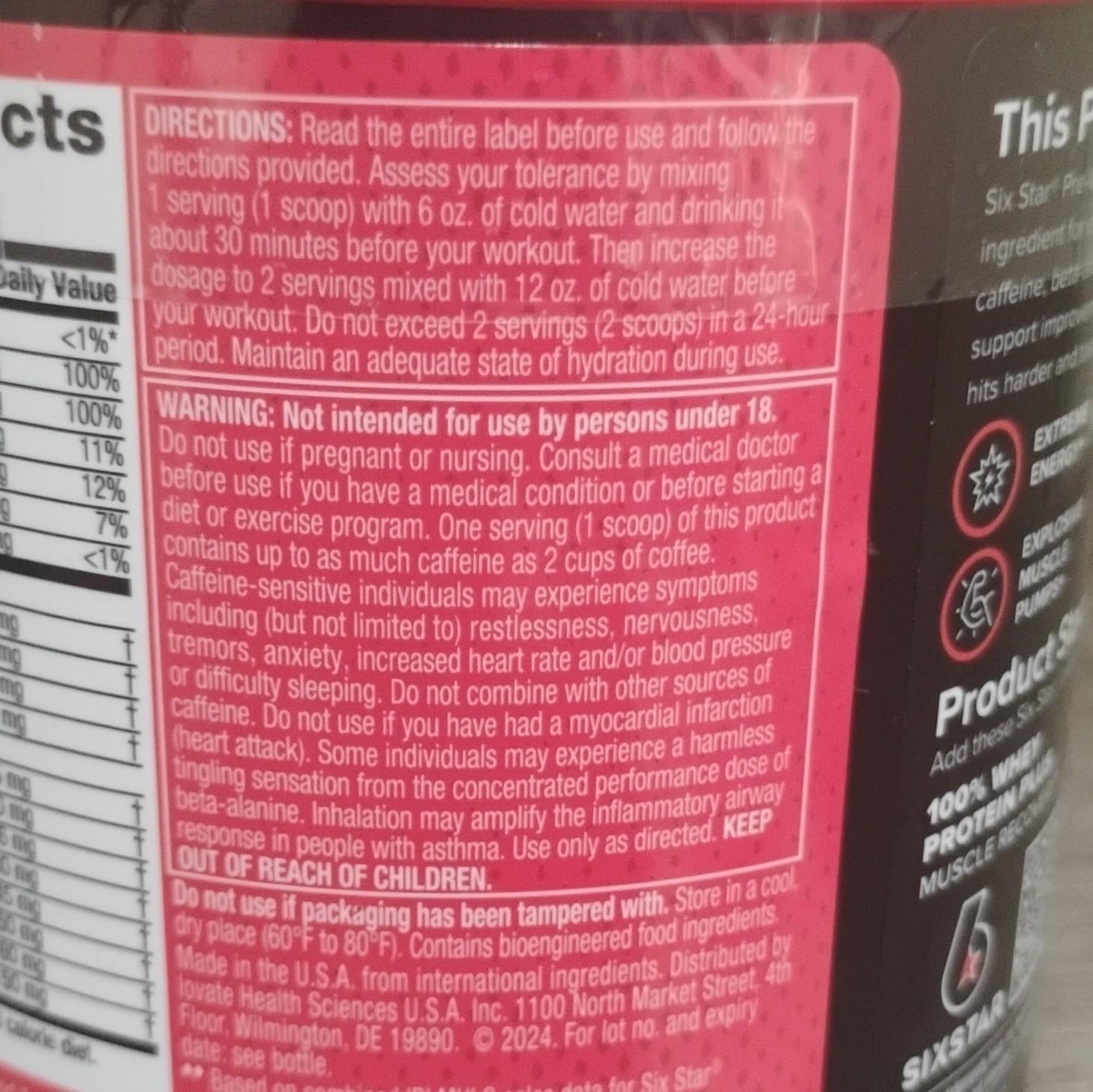 Six Star Pre-Workout Explosion 2.0 Powder Fruit Punch 30 Servings 9.52 oz