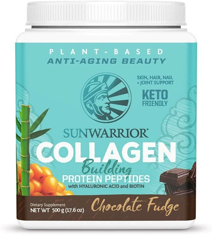 Sunwarrior Vegan Collagen Building Protein Peptides Hyaluronic, Biotin, 1.1 lbs