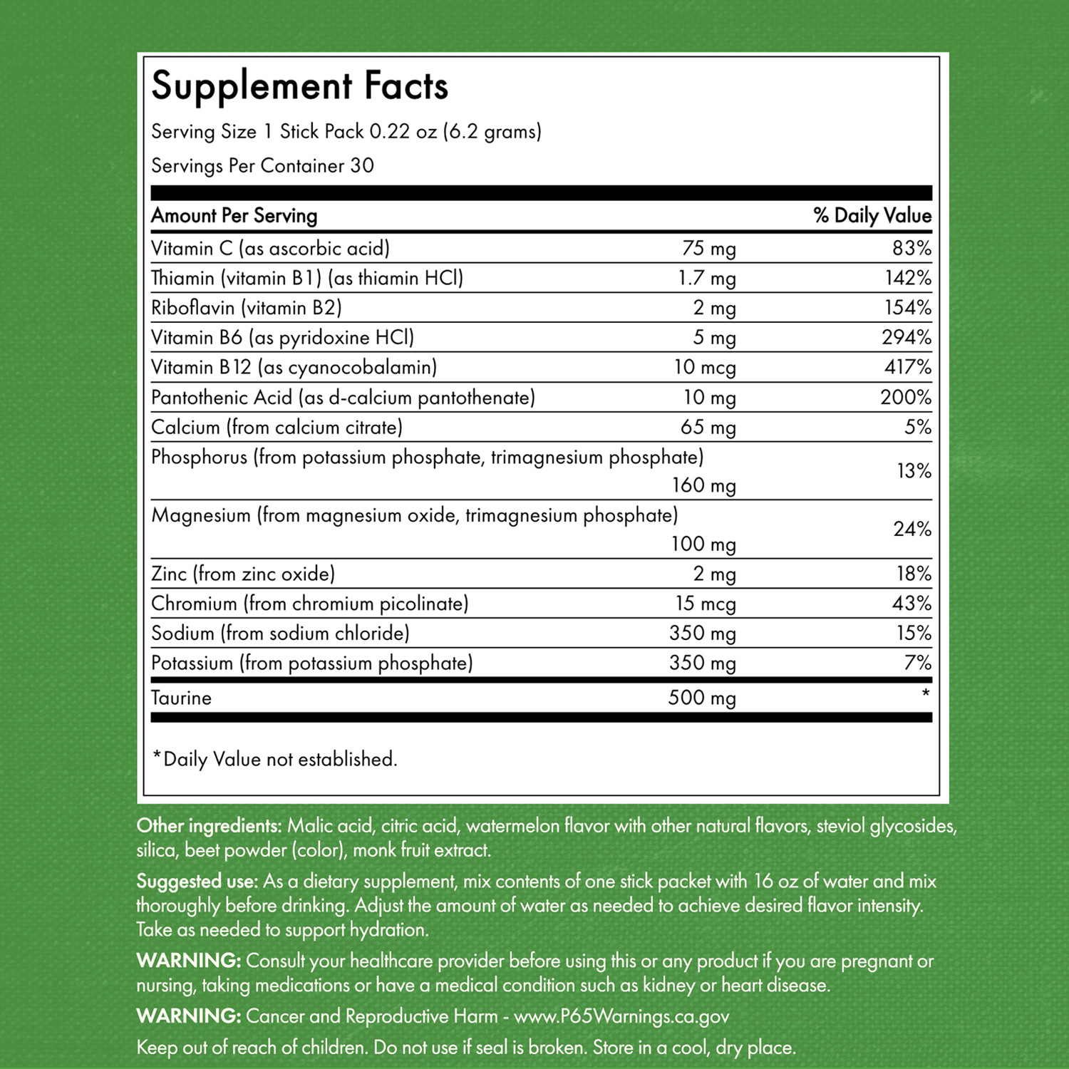 Swanson Simply Hydrate Electrolyte Hydration Mix – Watermelon 30 Pkts