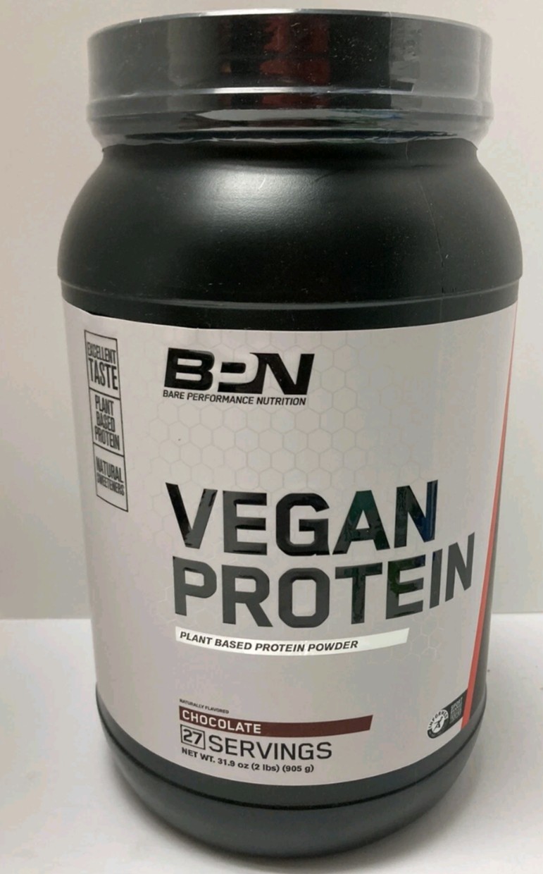Bare Performance Nutrition Vegan Protein CHOCLATE 31.9 Oz EXP 5/26
