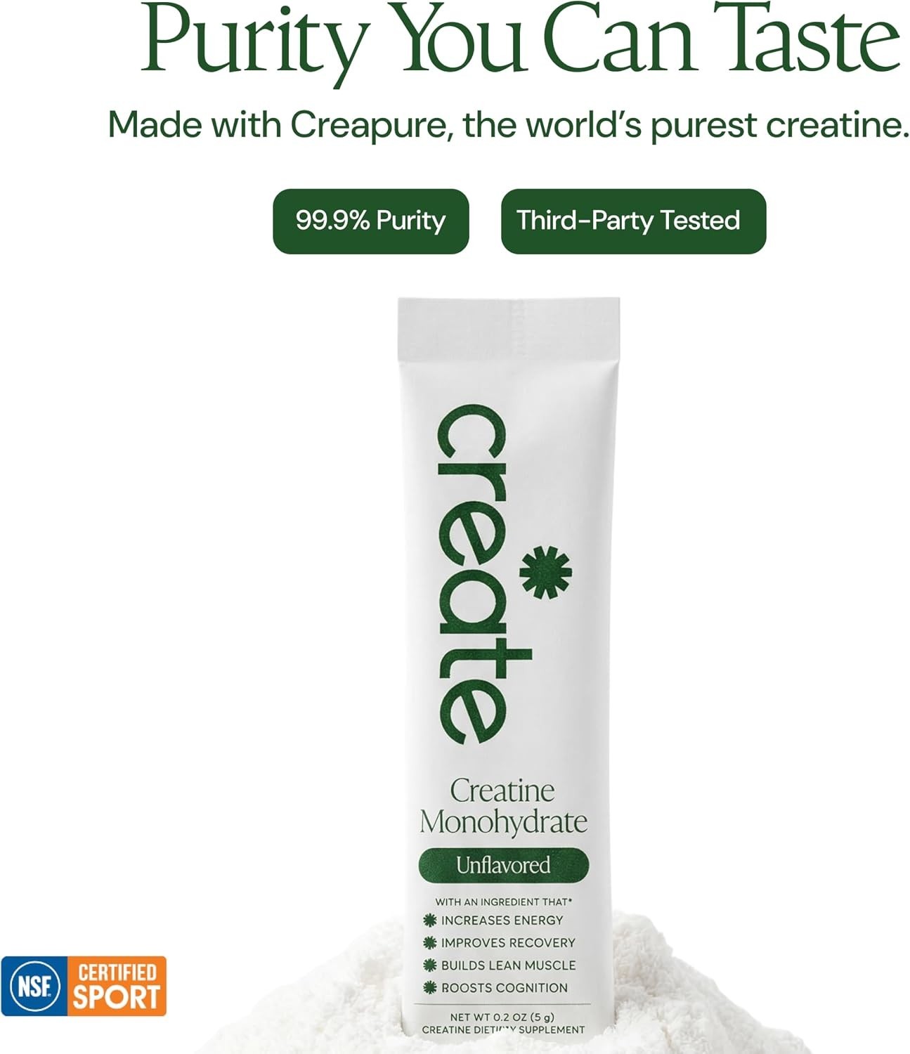 Creatine Monohydrate Powder – Unflavored – 30 Single-Serve Packs | NSF Certif…