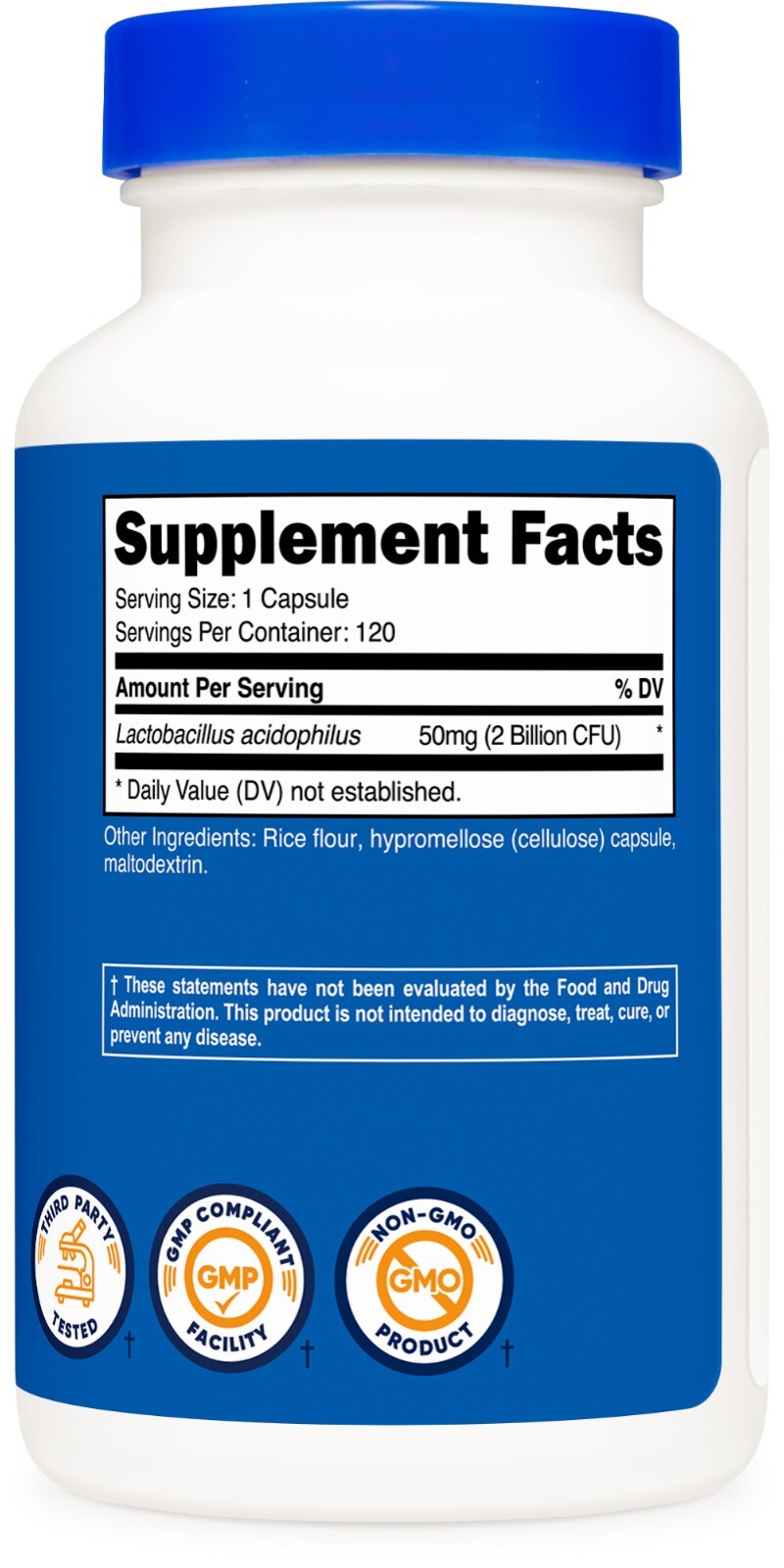 Nutricost Lactobacillus Acidophilus 2 Billion CFU, 120 Vegetarian Capsules