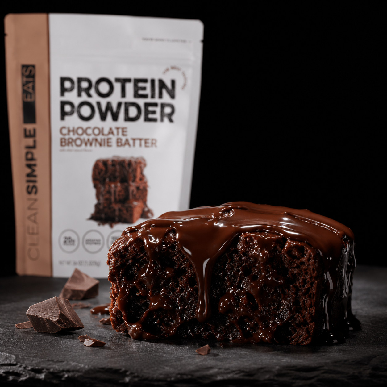 Clean Simple Eats Chocolate Brownie Batter Protein Powder 36oz Grass Fed 30 Serv