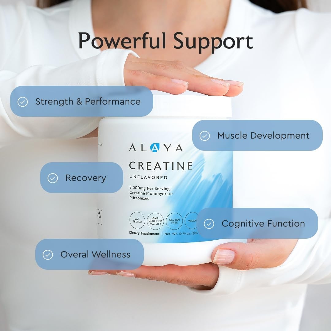 Micronized Creatine Monohydrate Powder – Vegan, Non-GMO, Flavorless, 5g for Stre