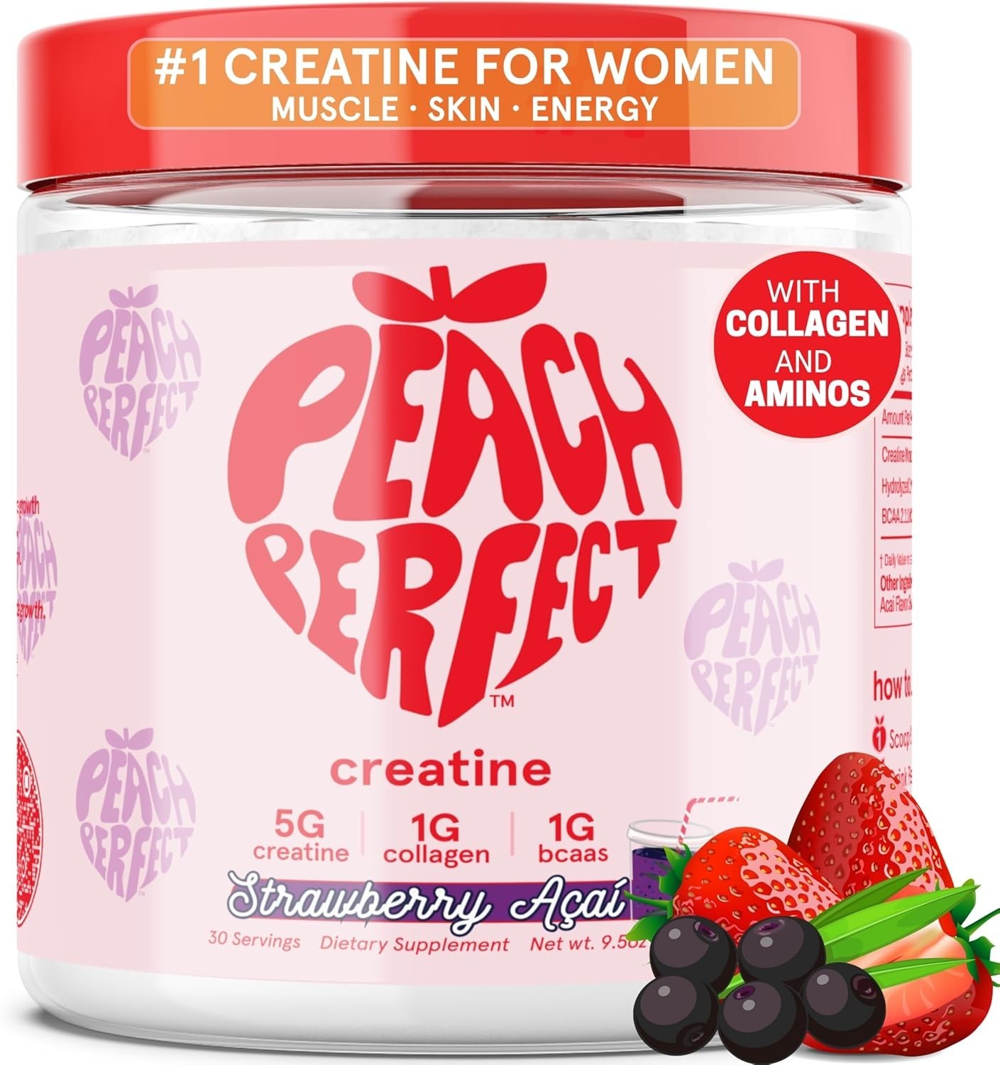 Creatine Monohydrate Powder for Women with Collagen & BCAAs, 30 Servings