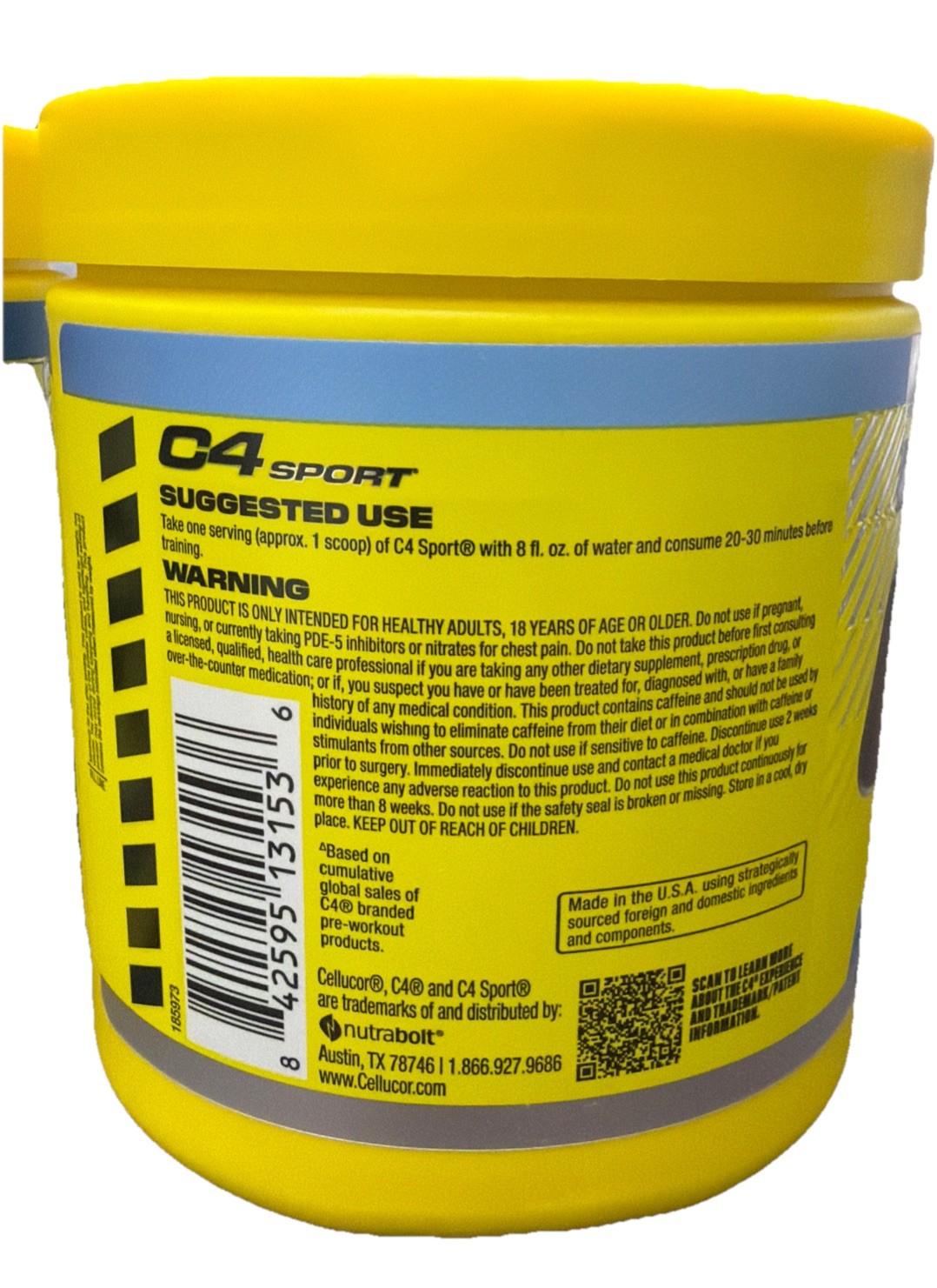 Lot of 2 C4 Sport Pre-Workout Icy Blue Razz 8.6 oz 40 Servings 20 Ea Exp 11/2027