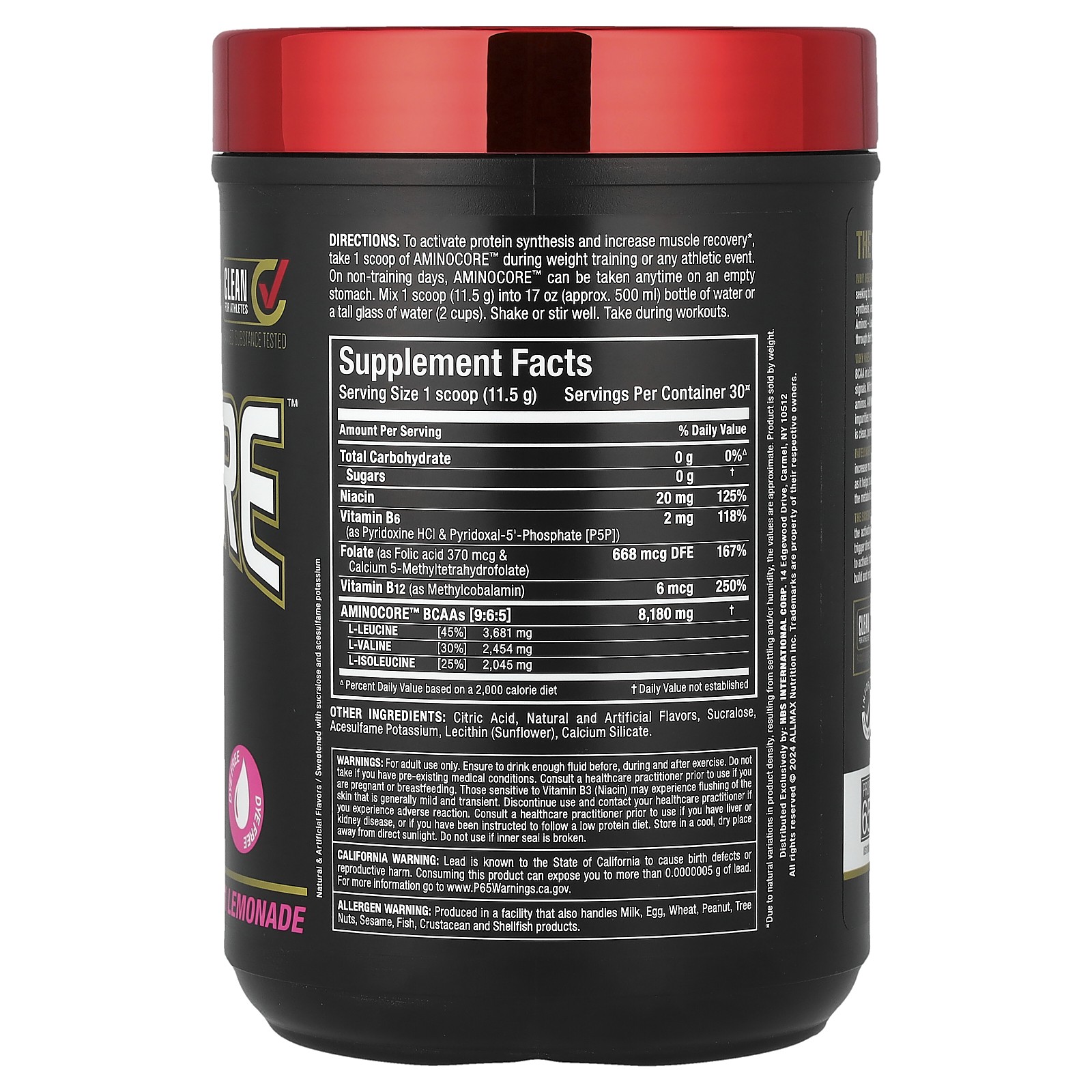 AMINOCORE BCAA, Pink Lemonade, 0.69 lbs (315 g)