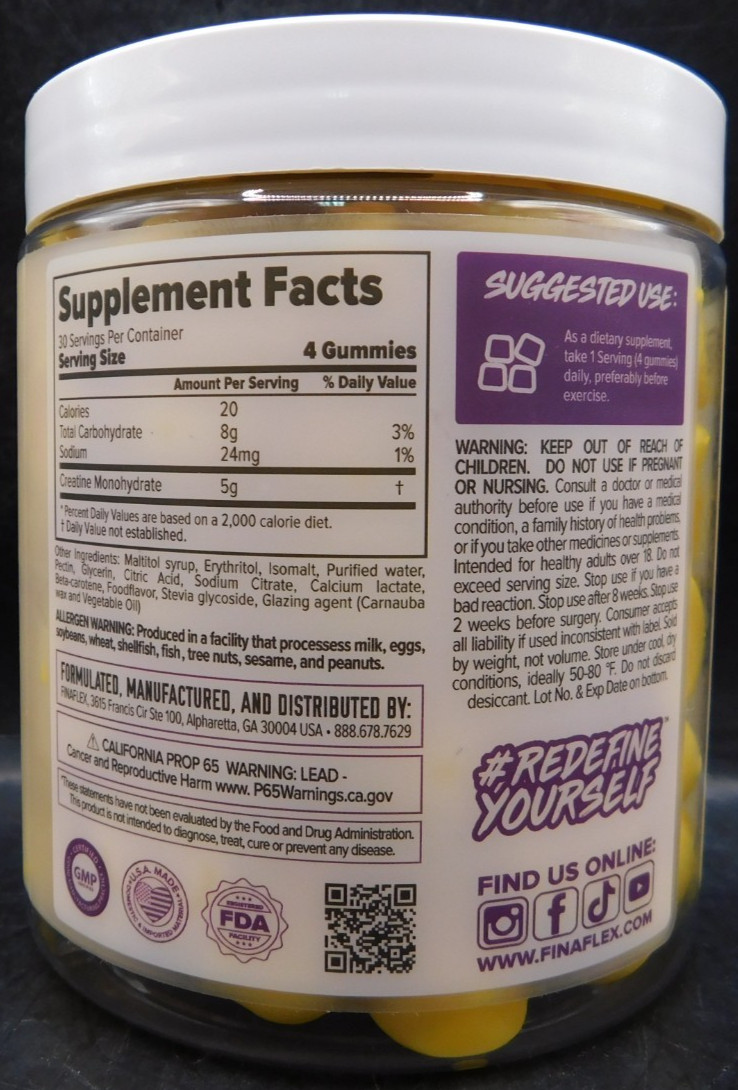 Finaflex Creatine Gummies, 120 Count Gummies, Exp. 3/27