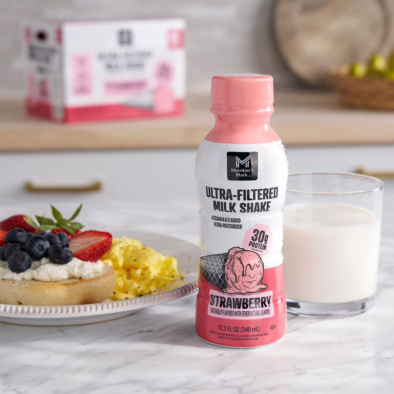 Member’s Mark 30g Ultra-Filtered Milk Shake, Strawberry, 11.5 fl. oz., 12 pk.