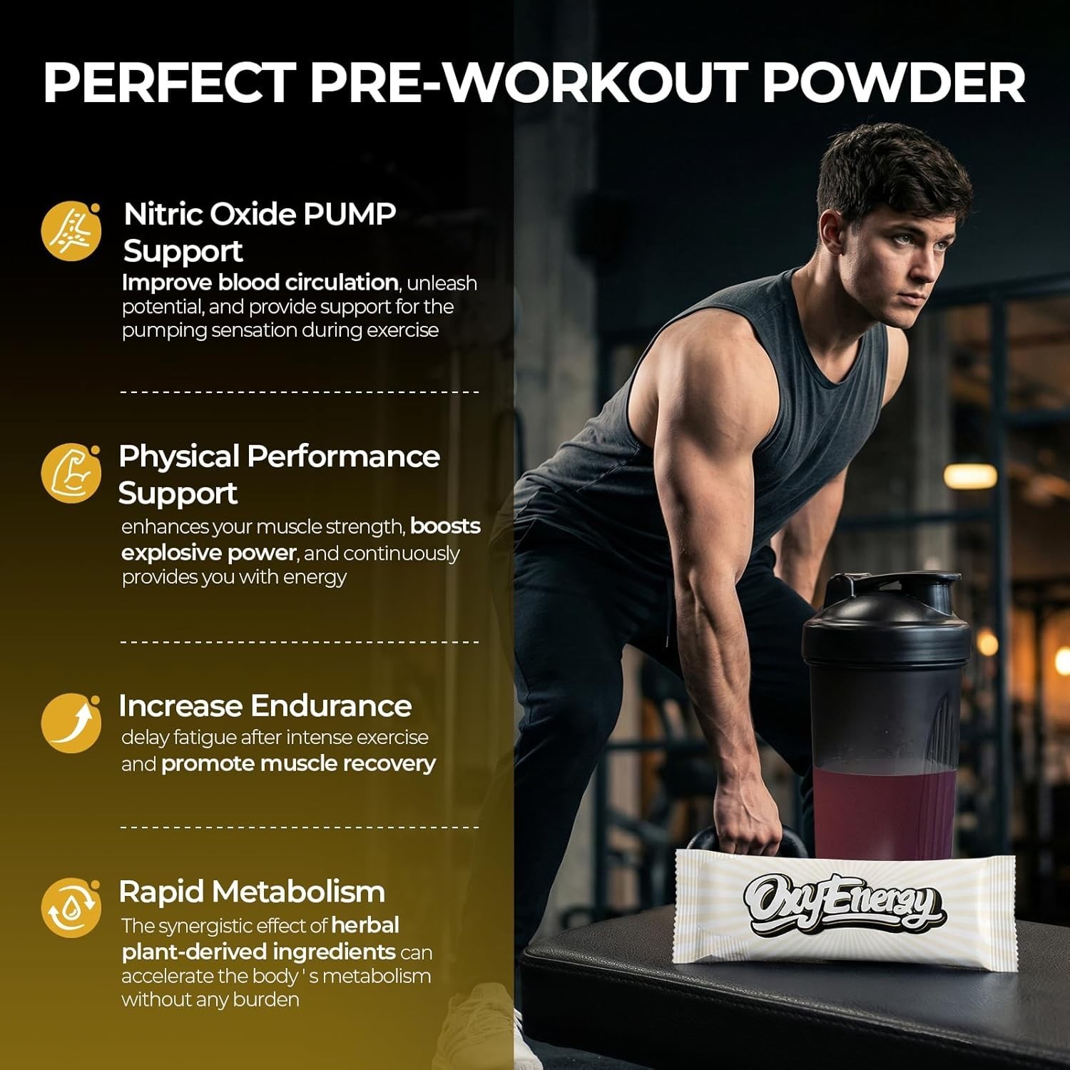 OxyEnergy Max Pump Stim-Free Pre Workout Powder – Grape Flavor – 30 packets