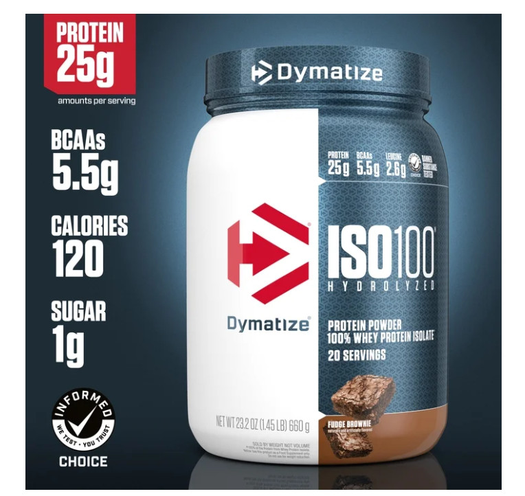 Dymatize ISO100 Hydrolyzed Whey Fudge Brownie 20 Servings 25g Protein