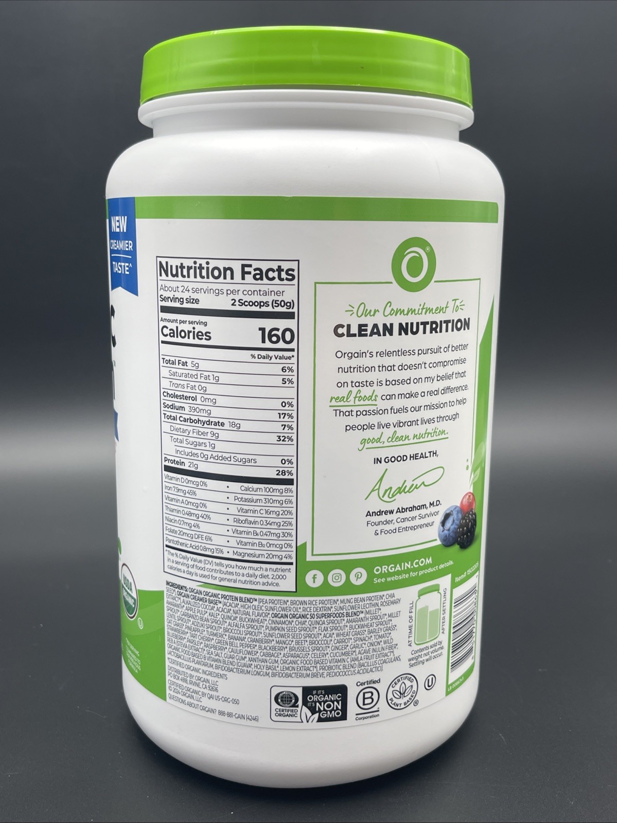 Orgain Organic Protein Powder Superfoods Creamy Chocolate Fudge 2.64 lb EXP 8/26