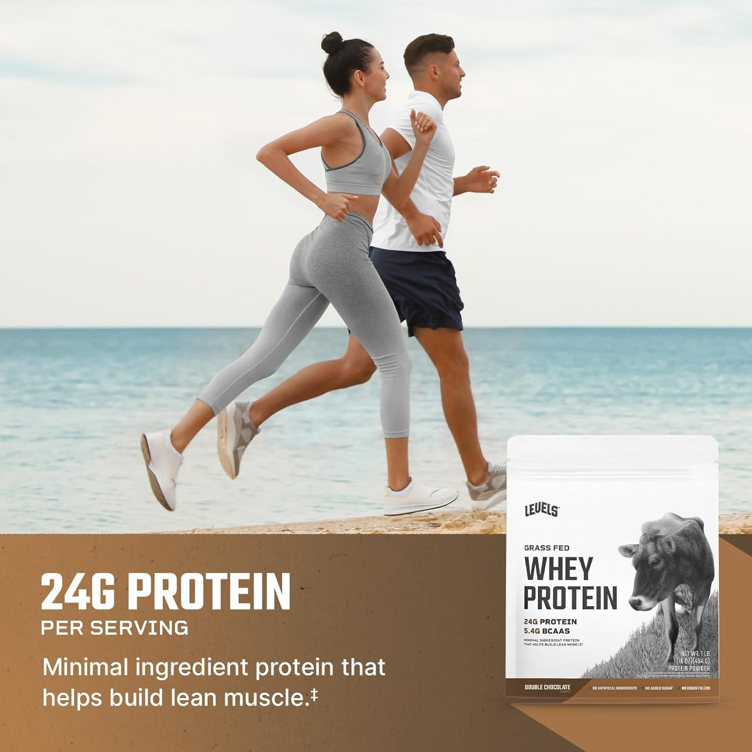 Levels Grass Fed Whey Protein Powder, No Artificials, 24G of Protein, Double Cho