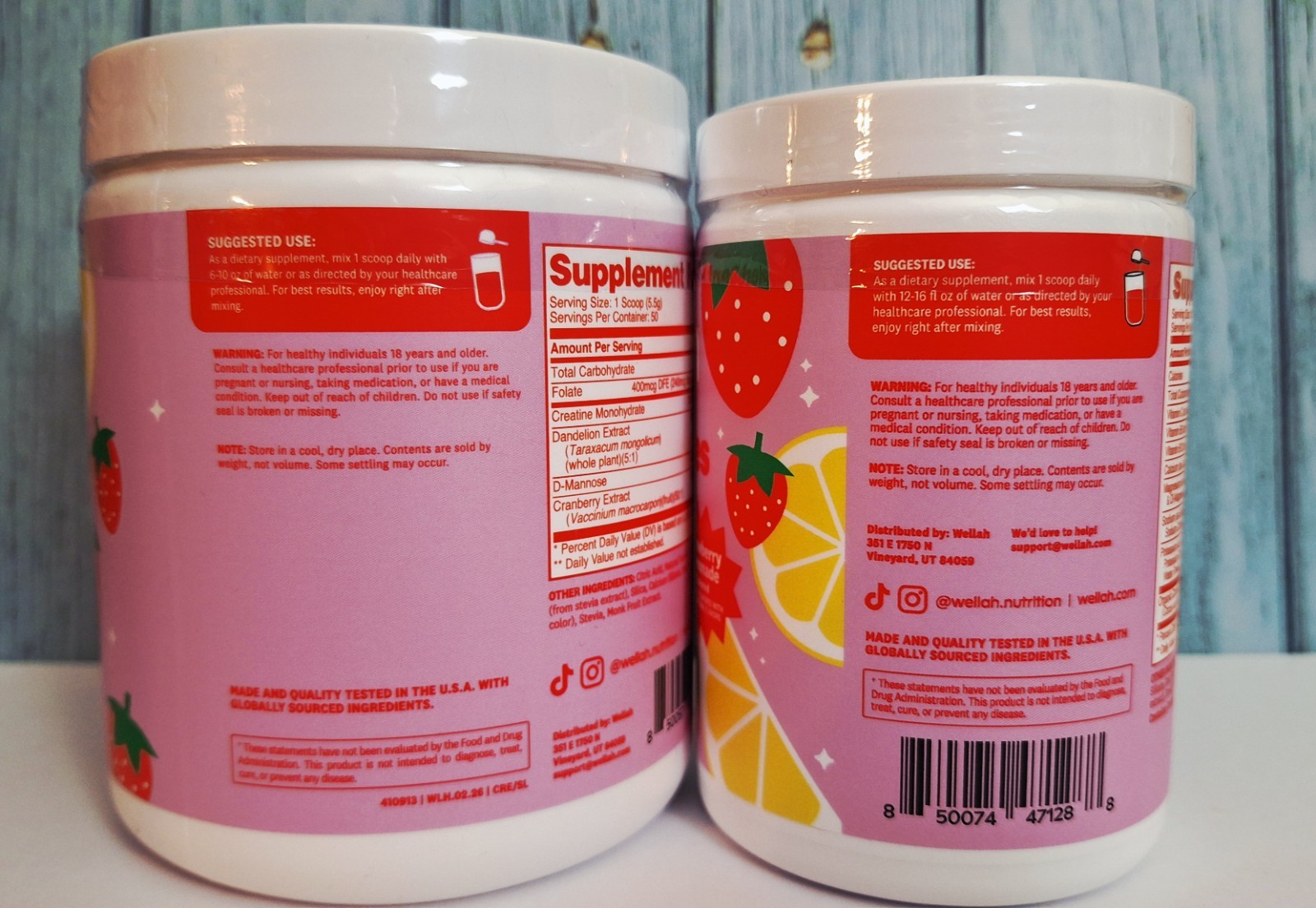 Wellah Creatine & Hydration Bundle 🍓 Lemonade, 50 Servings each, Exp – 2029✨️