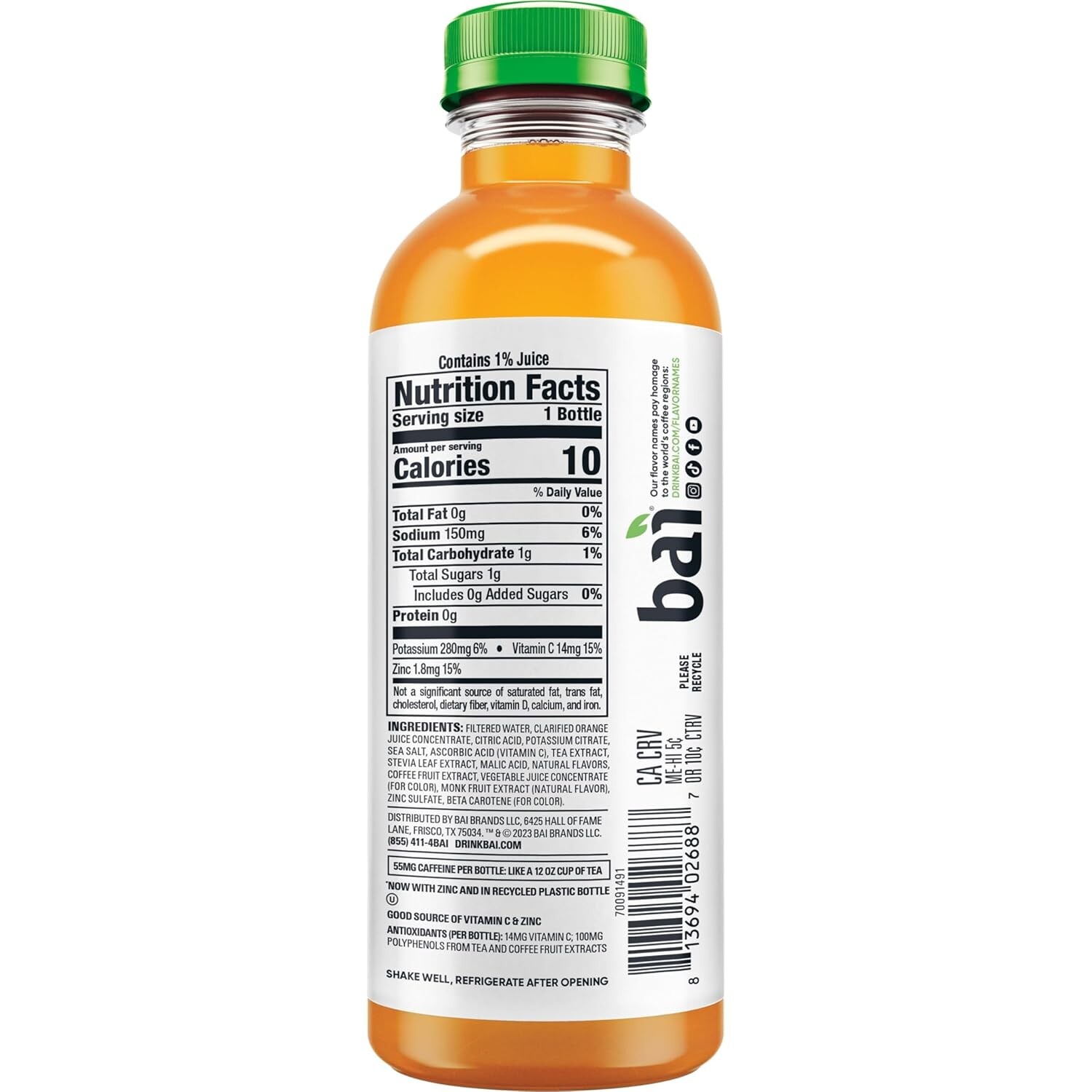 Bai Antioxidant Infused Water Beverage, Malawi Mango, with Vitamin C and No