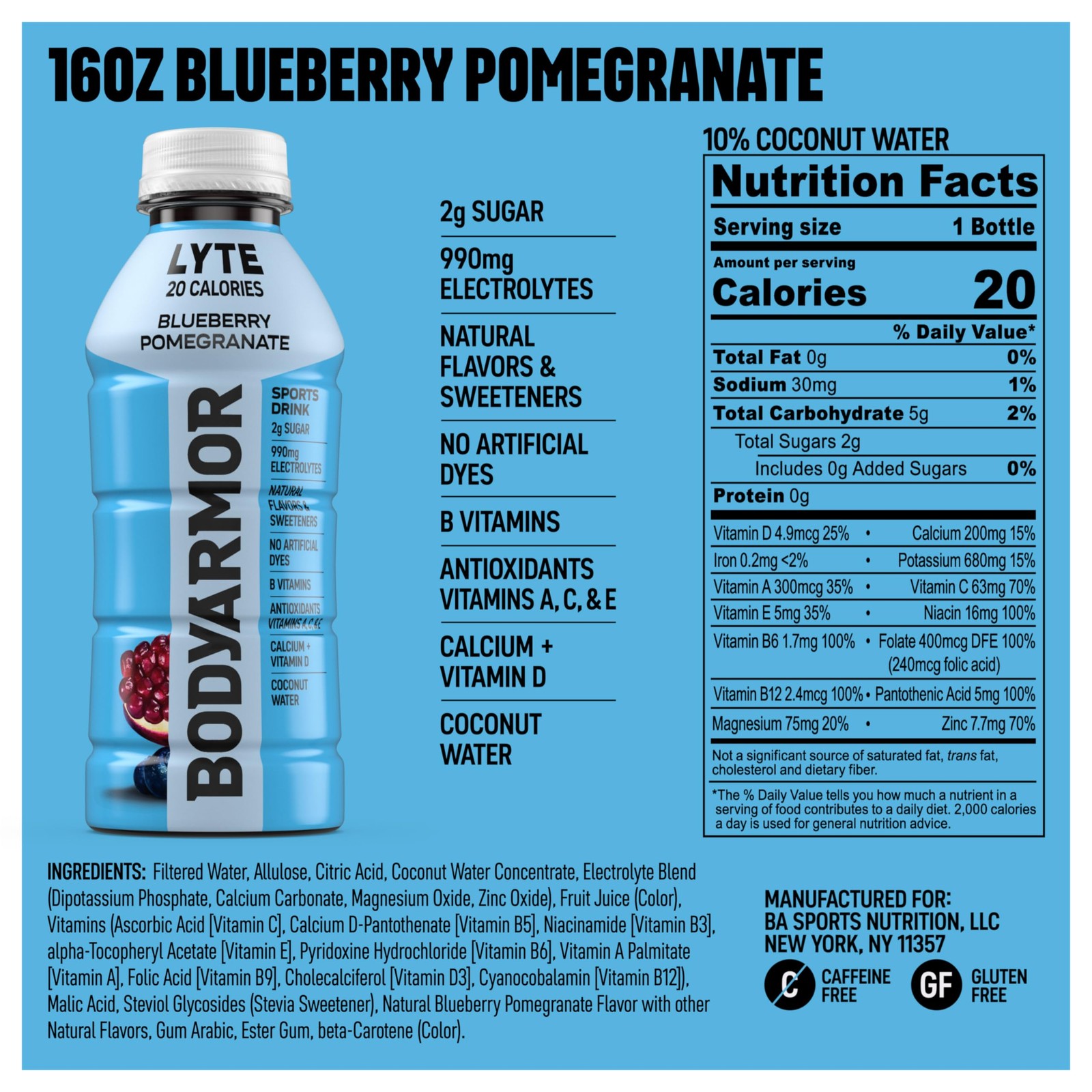 BODYARMOR Lyte Sports Drink Low-Calorie 16 Ounce (Pack of 12), Pink