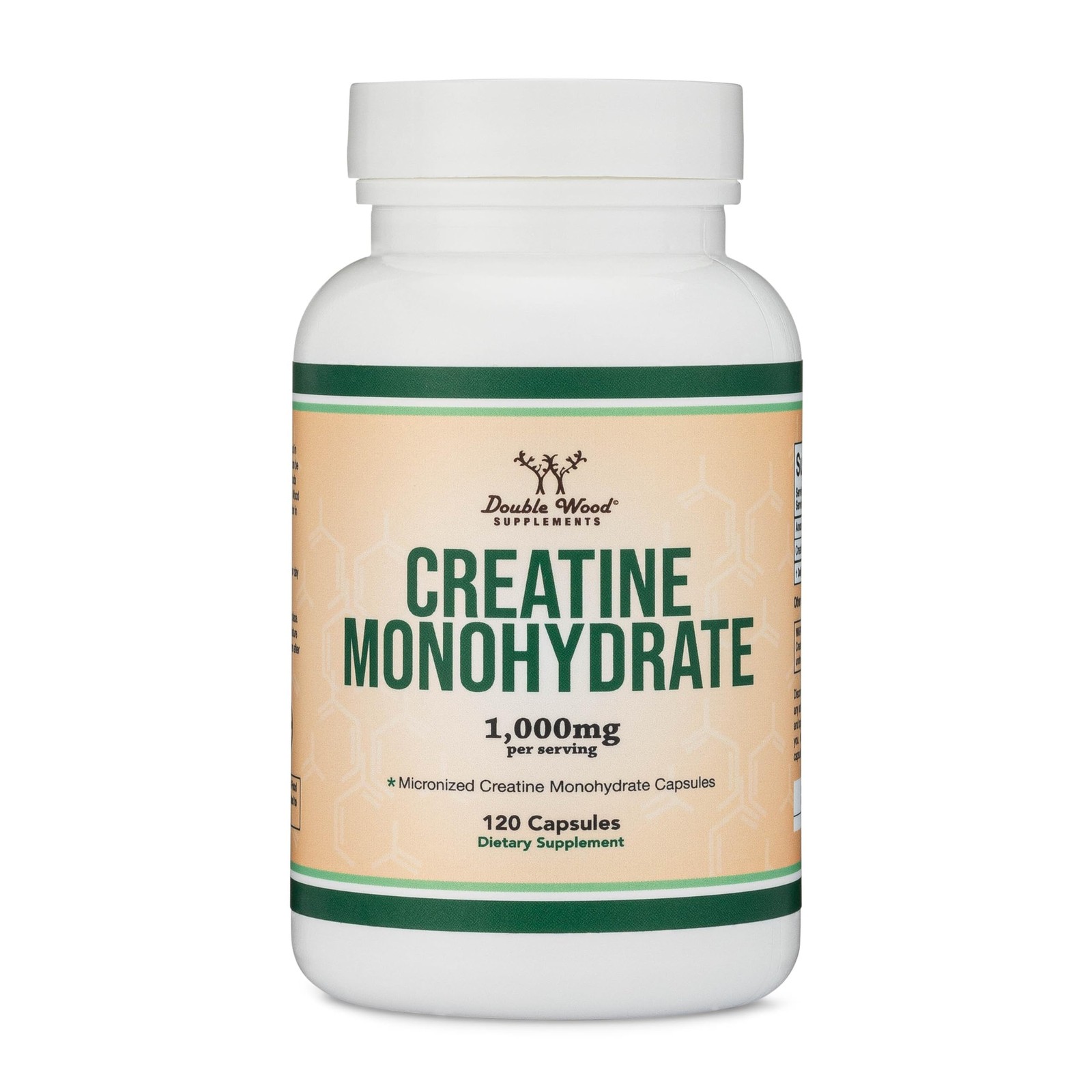 Creatine Monohydrate Capsules – 1g per Serving, 120 Count (Pack of 1), White