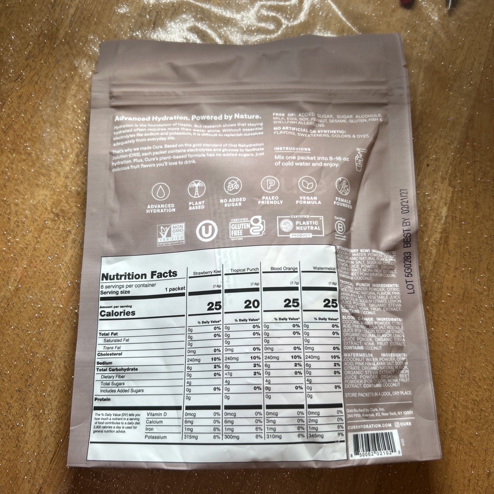 NEW Cure Hydration Electrolyte Drink Mix 8 Servings Variety Packets Exp 2/2027