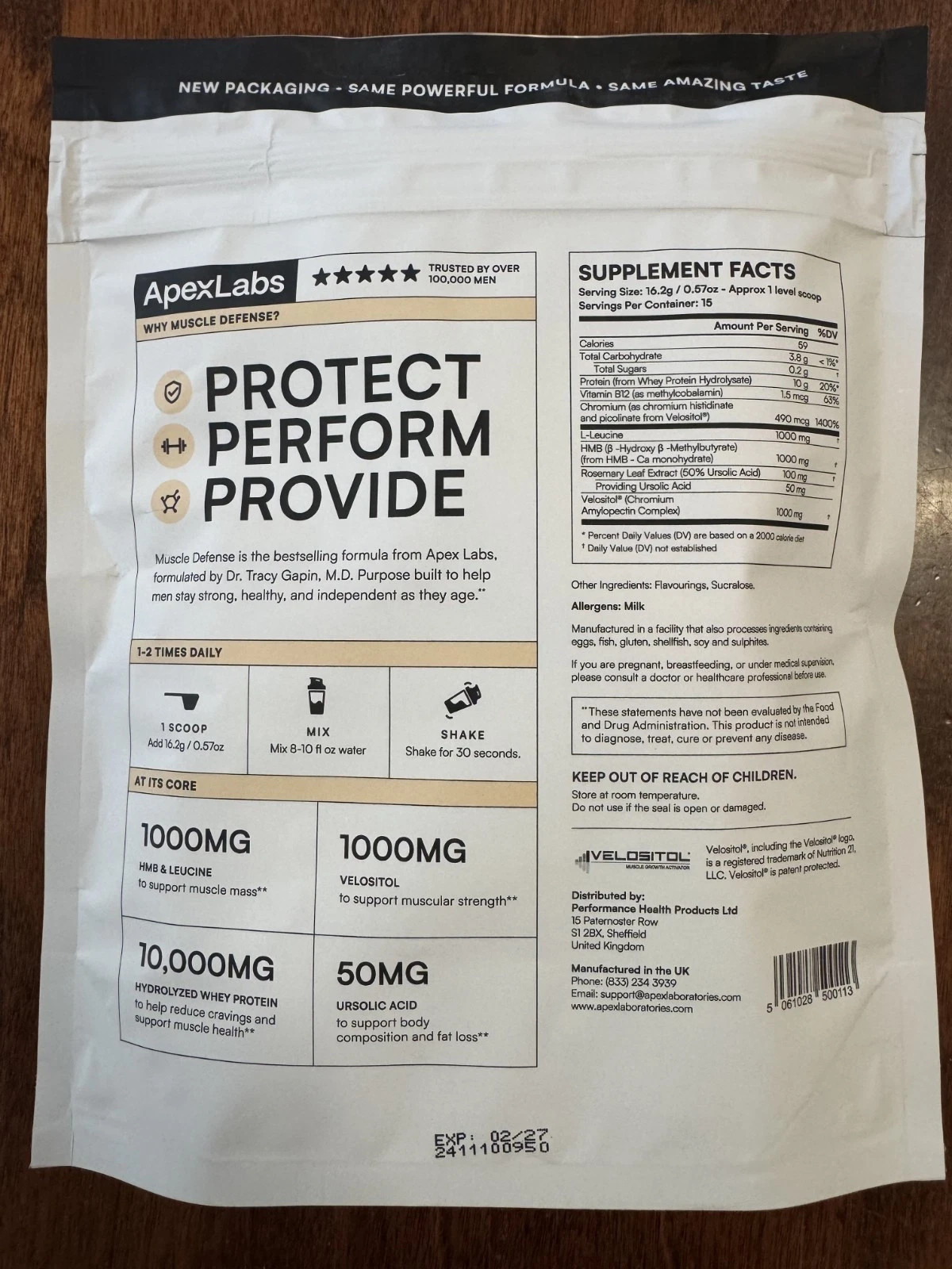 Apex Labs Muscle Defense Protein Powder 15 Servings Vanilla Exp 11/2026 – New!
