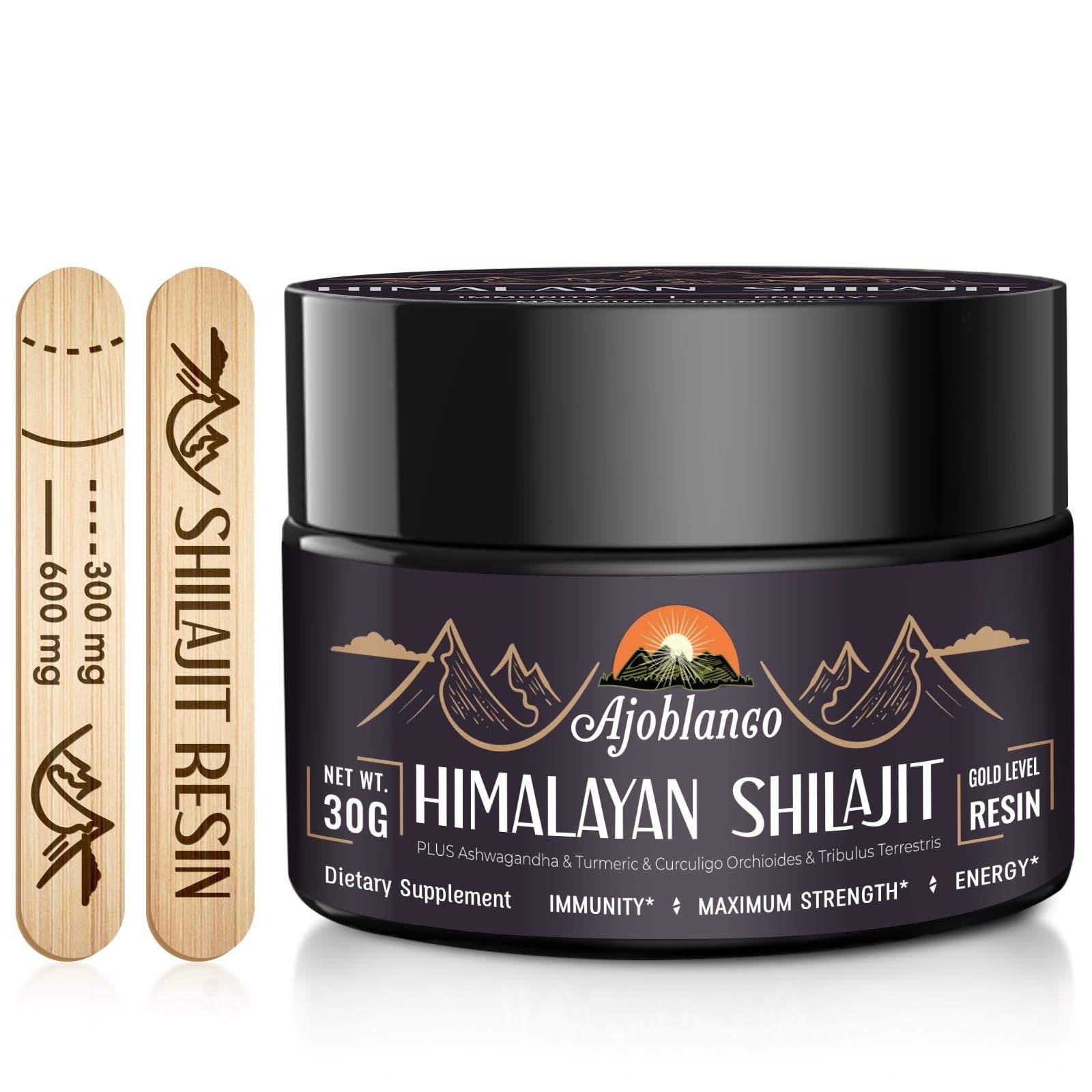 Ajoblanco 600mg Shilajit Pure Himalayan Organic Resin – Energy & Immunity