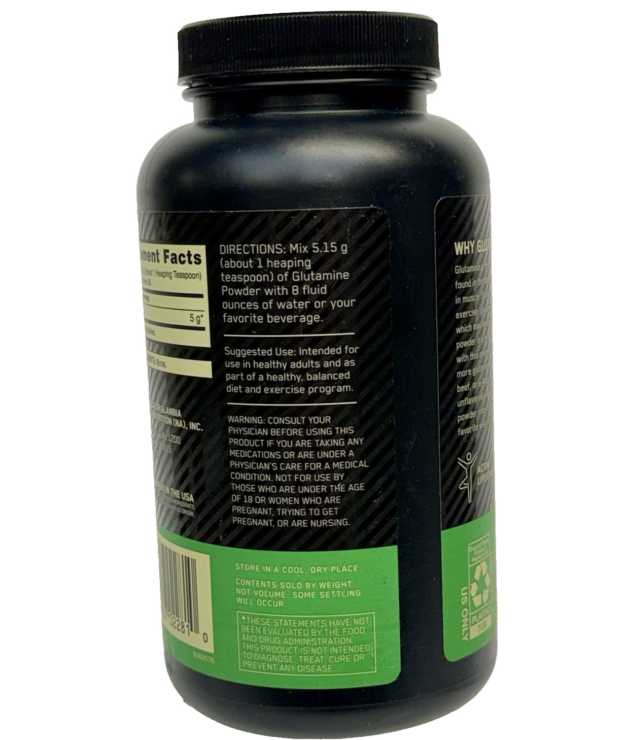 Optimum Nutrition Glutamine Powder Unflavored 10.58 oz 300 g, 58 Servin Exp 5/28