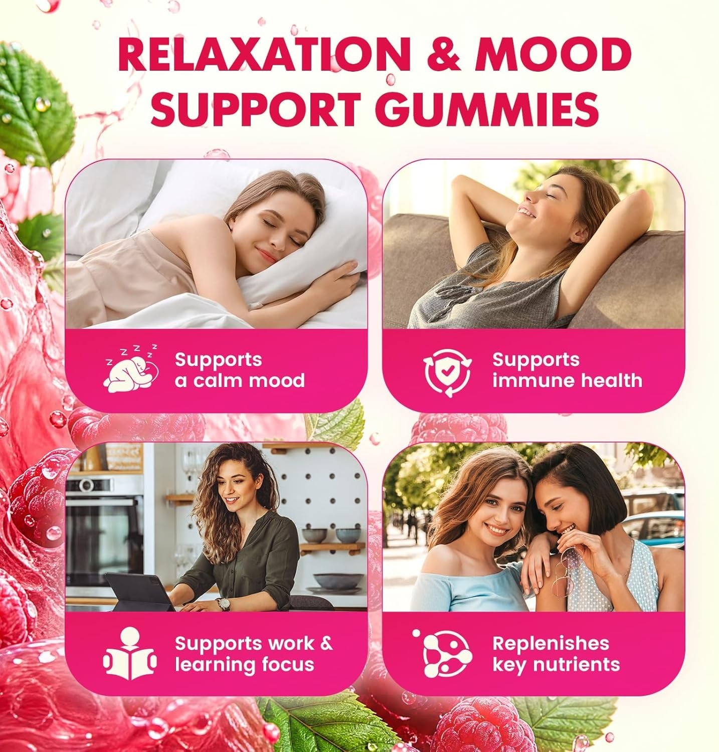 Saajoor 5-HTP 300mg Gummies with GABA+L-Theanine & Vitamin D3, Circadian Support