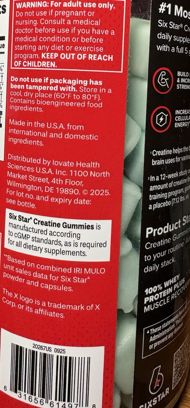 SIXSTAR Creatine Gummies 5g Monohydrate Sugar Free 90 Count Blue Raspberry NEW