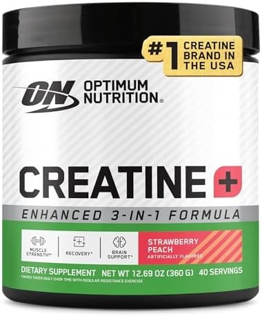 Optimum Nutrition Creatine Monohydrate Plus Powder, Strawberry Peach Flavored Cr