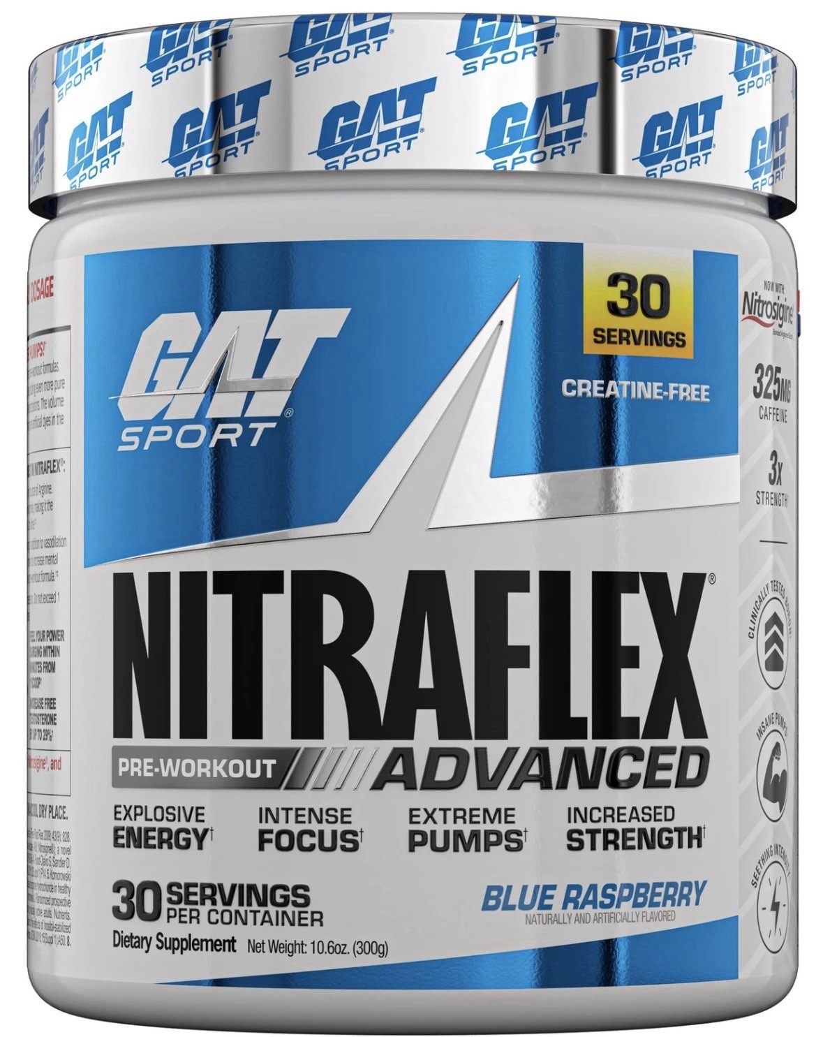 Nitraflex Pre Workout Supplement Blue Raspberry 30 Servings with Nitrosigine