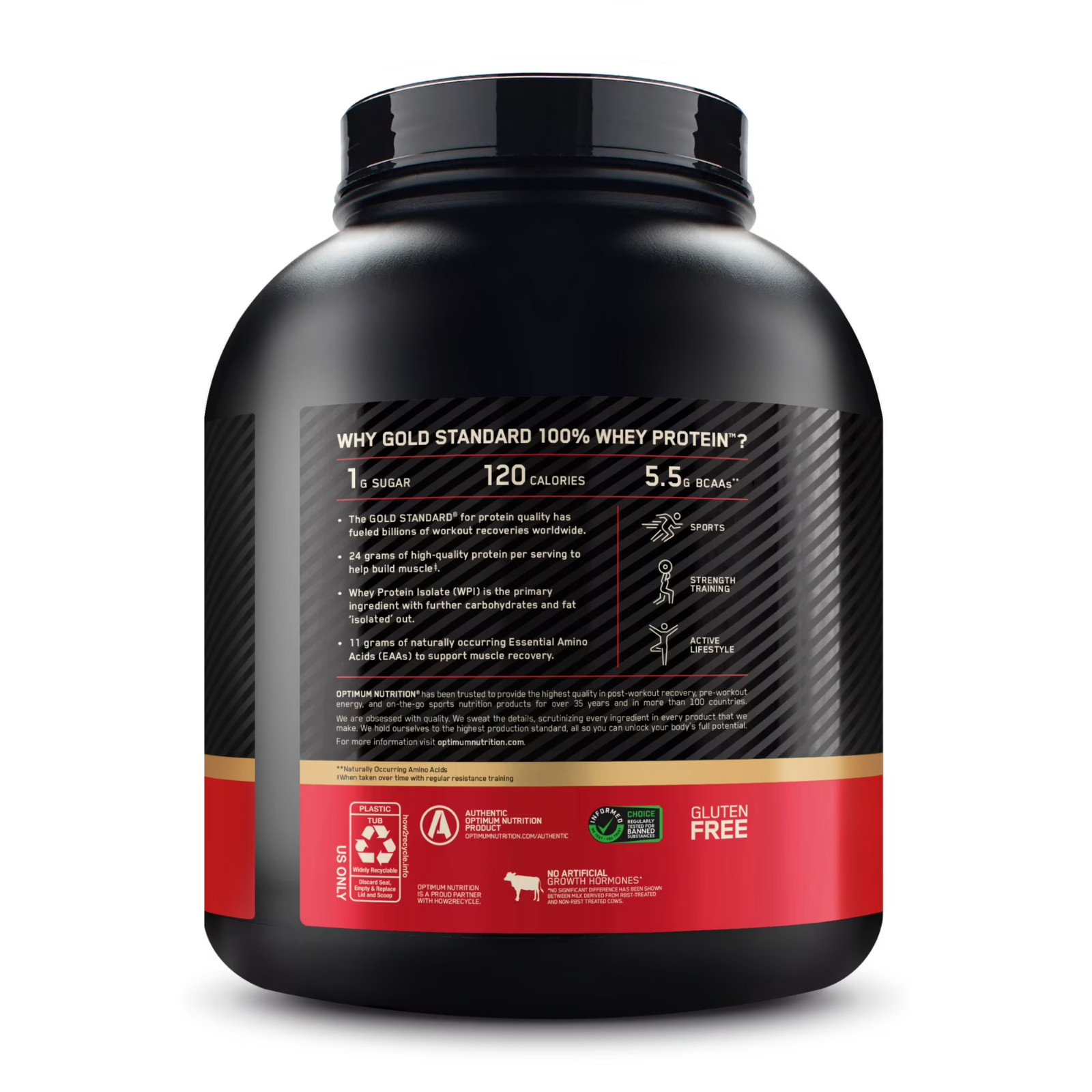 Optimum Nutrition Gold Standard 100% Whey Protein Powder,Vanilla Ice Cream,3.9lb