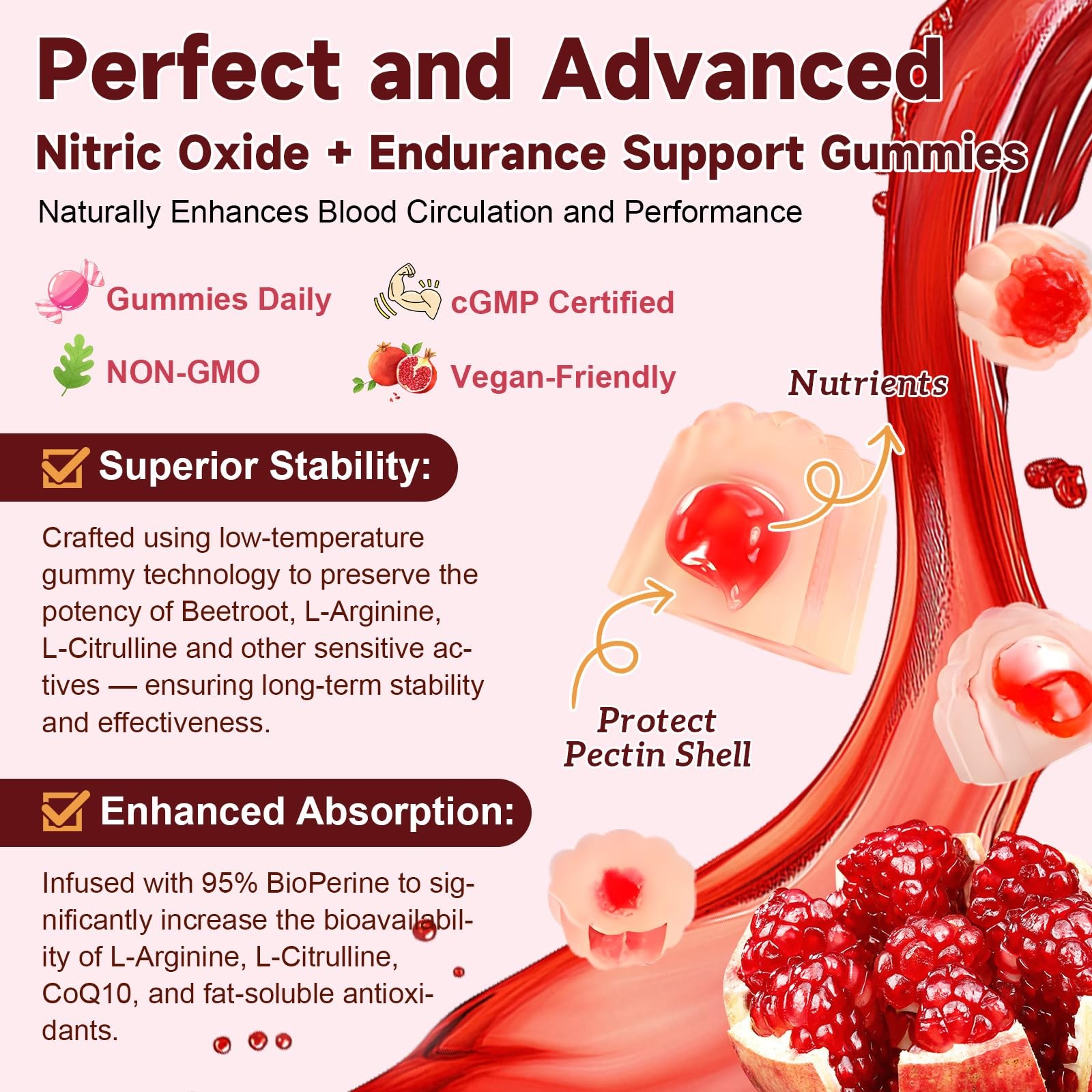 Beet Root Gummies – Beetroot Supplement with Grape Seed, Pomegranate, Vitamin C,