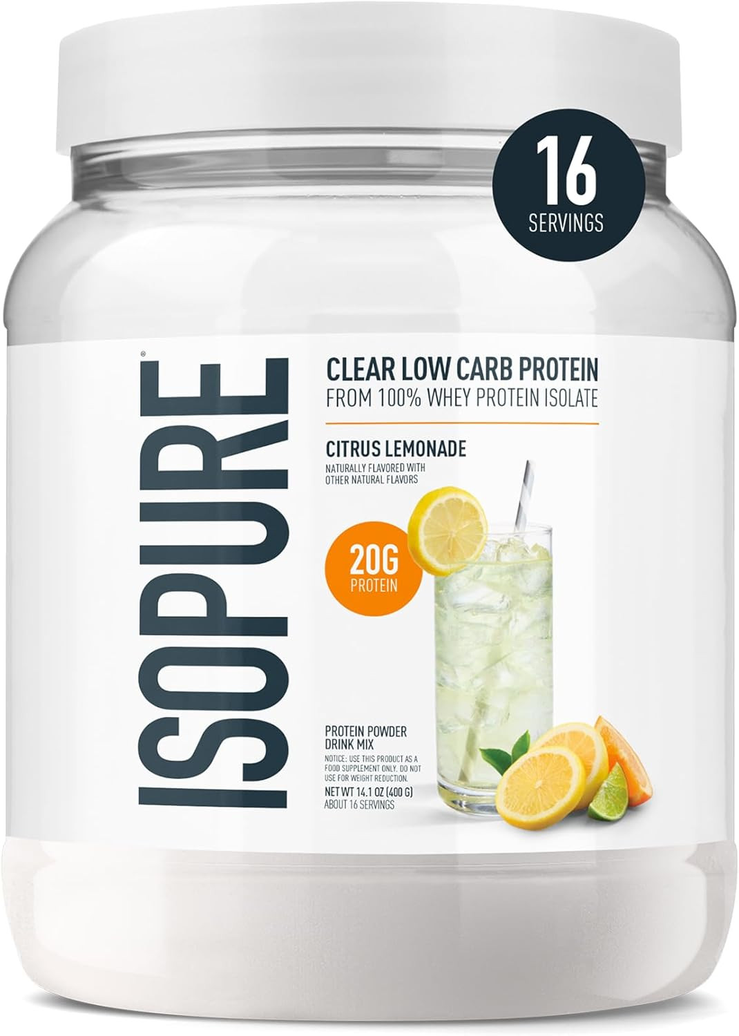 Clear Whey Isolate Protein Powder, Lactose Free, Gluten Free, Naturally Flavored
