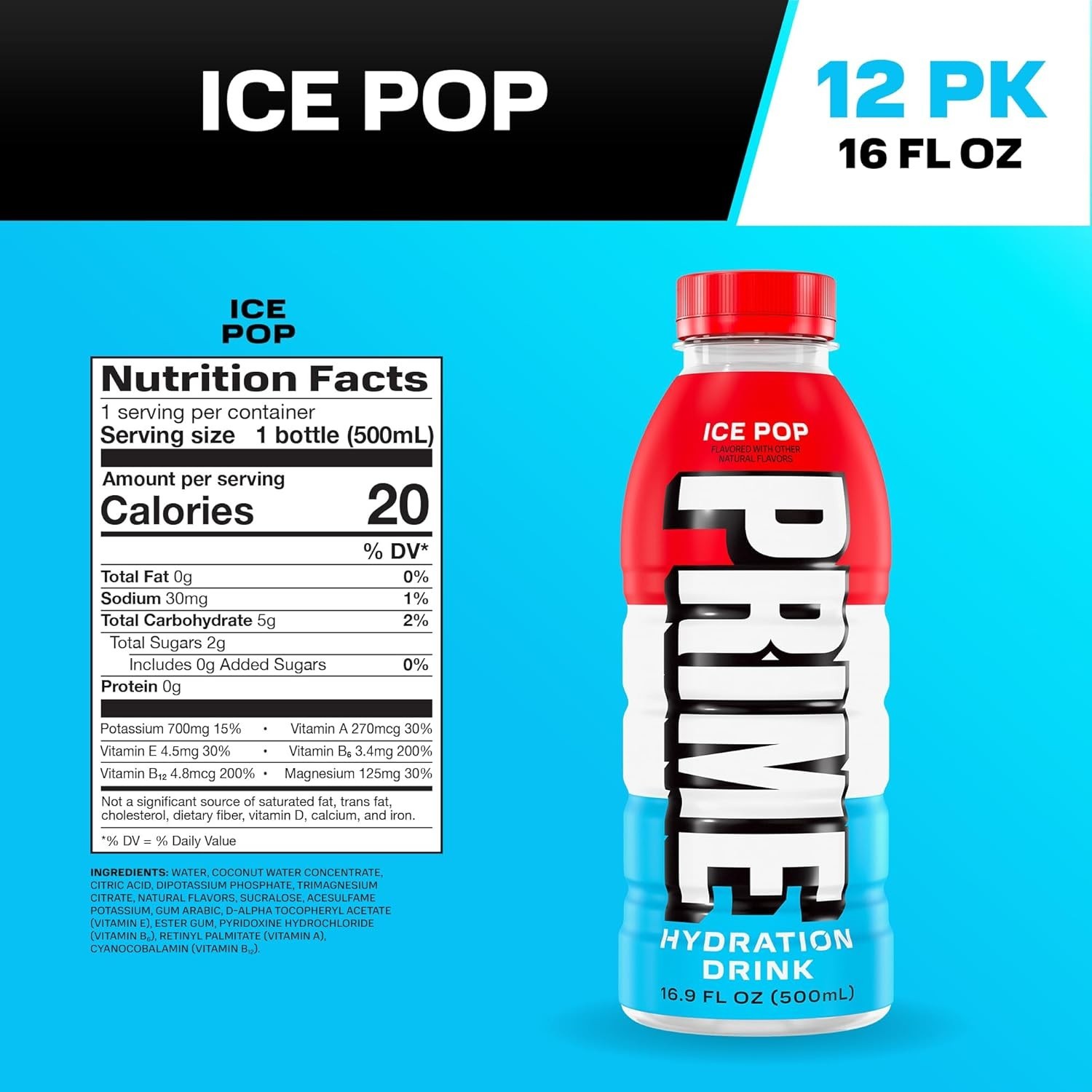 PRIME Hydration – Electrolytes Sport Drink, 16.9 oz – Variety Pack (12 Bottles)