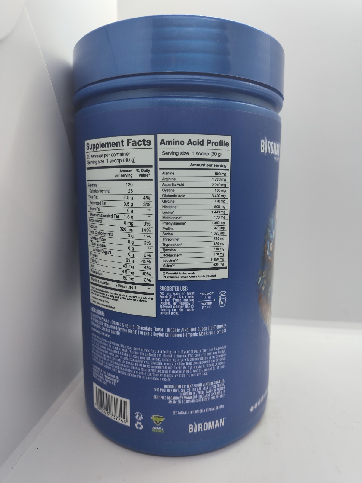 BIRDMAN Peacock Vegan Protein Powder Complete Plant Based Meal Replacement 11/26