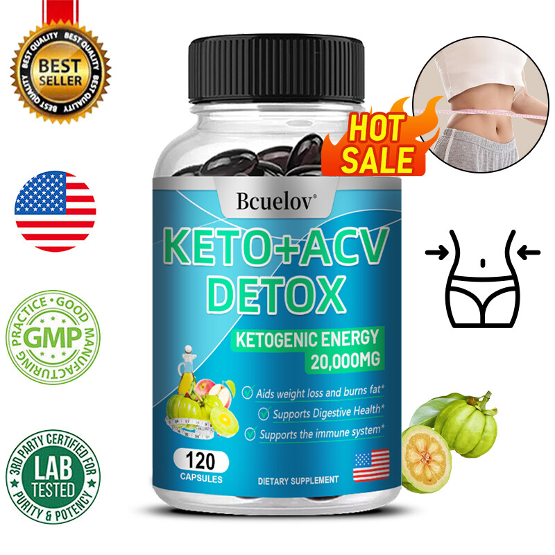Keto + ACV Detox Capsules 20,000mg Apple Cider Vinegar Weight Loss Fat Burn