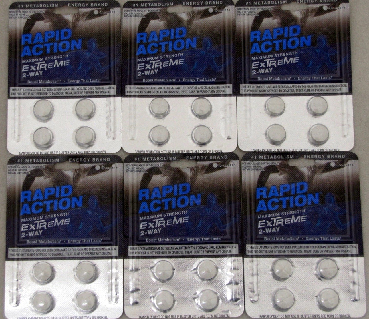 Rapid Action Extreme 2 Way Lasting Energy Boost Metabolism 6 packs 24 pills Max