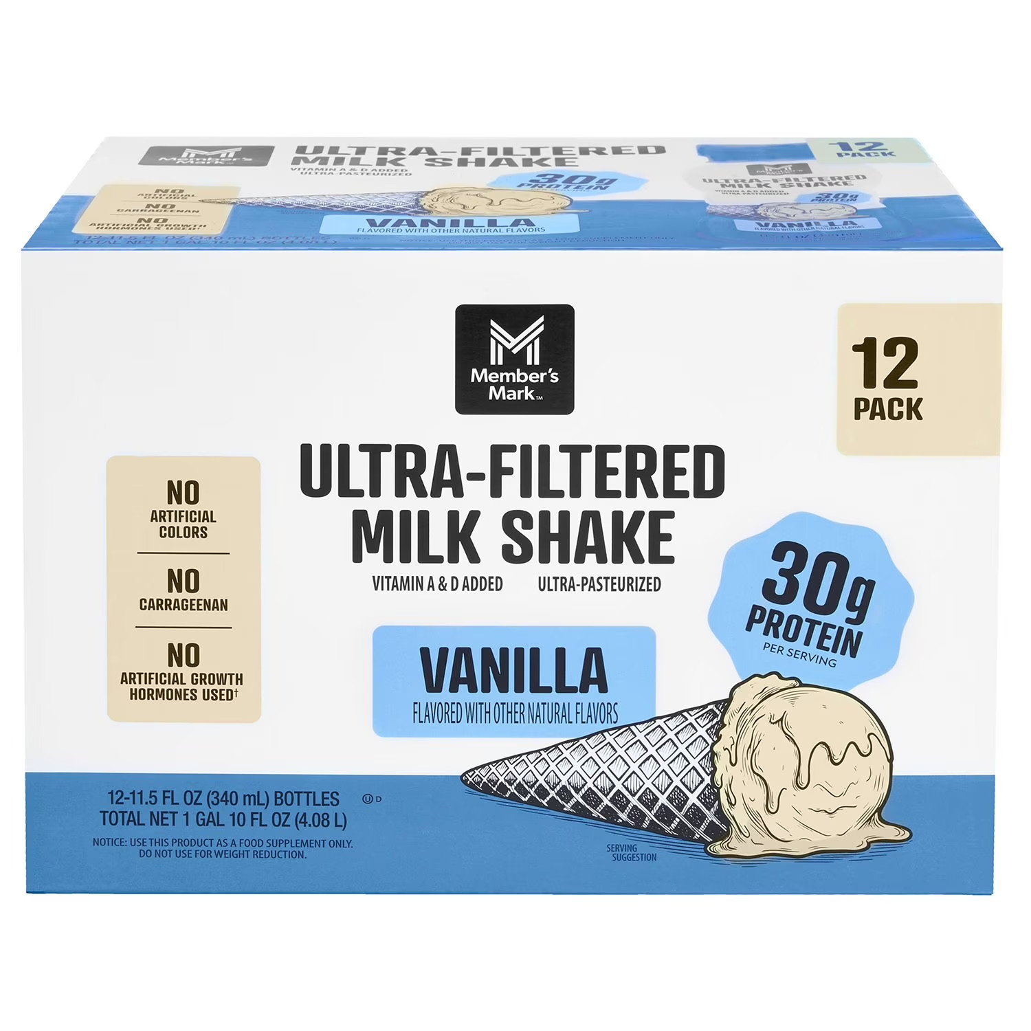 Member’s Mark Ultra-Filtered Milk Shake, Vanilla, 11.5 fl. oz., 12 pk.
