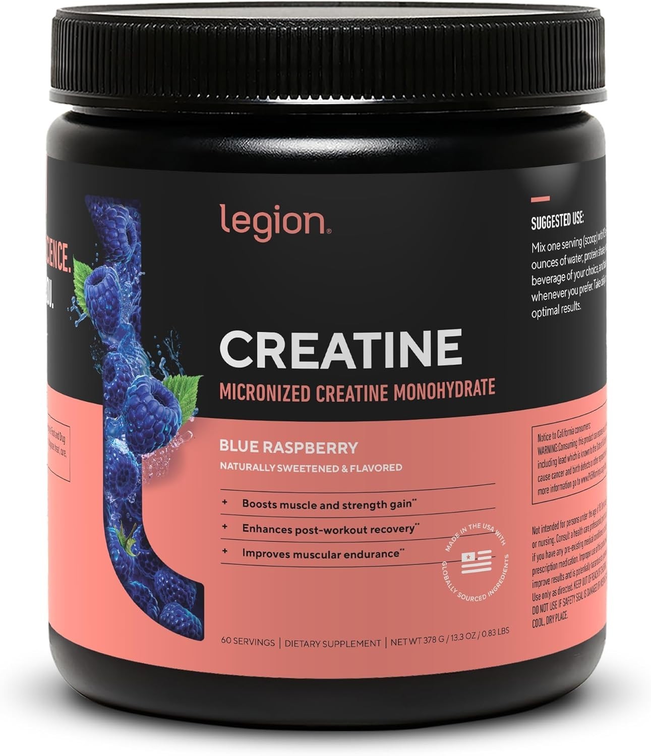 LEGION Micronized Creatine Powder 60 Servings Muscle Gain Post Workout …