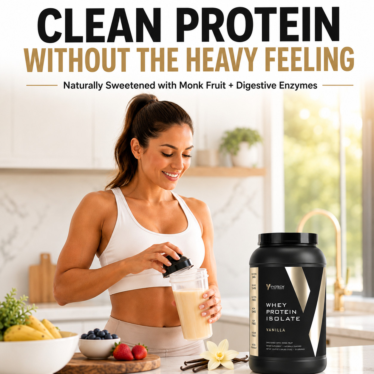 Whey Protein Isolate with Digestive Enzymes Vyotech Nutritionals Zero Carb