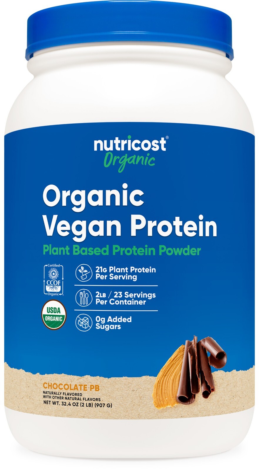 Nutricost Organic Vegan Protein Peanut Butter Chocolate (2 LB)
