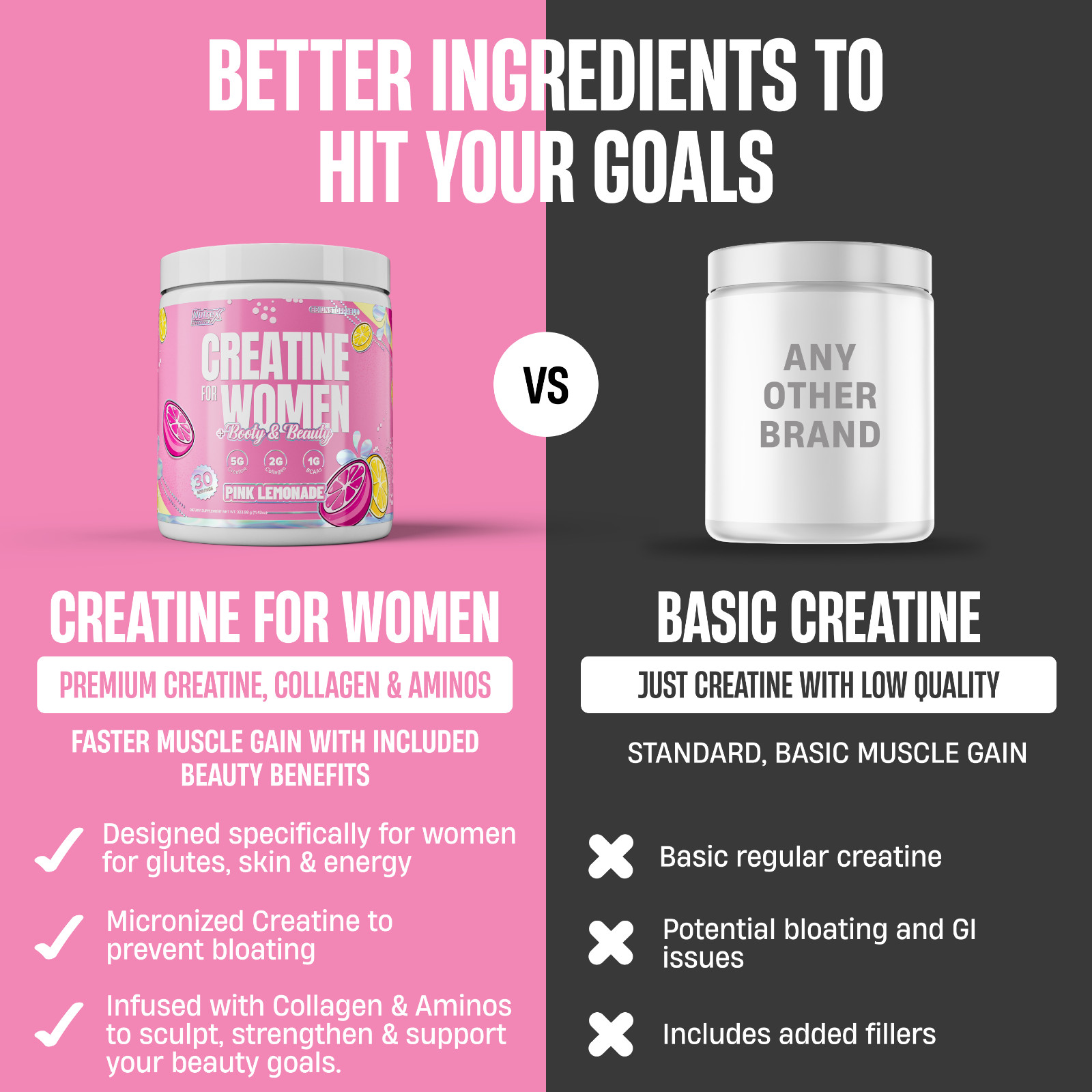 Nutrex CREATINE Monohydrate For WOMEN Powder Collagen Biotin BCAA Booty & Beauty