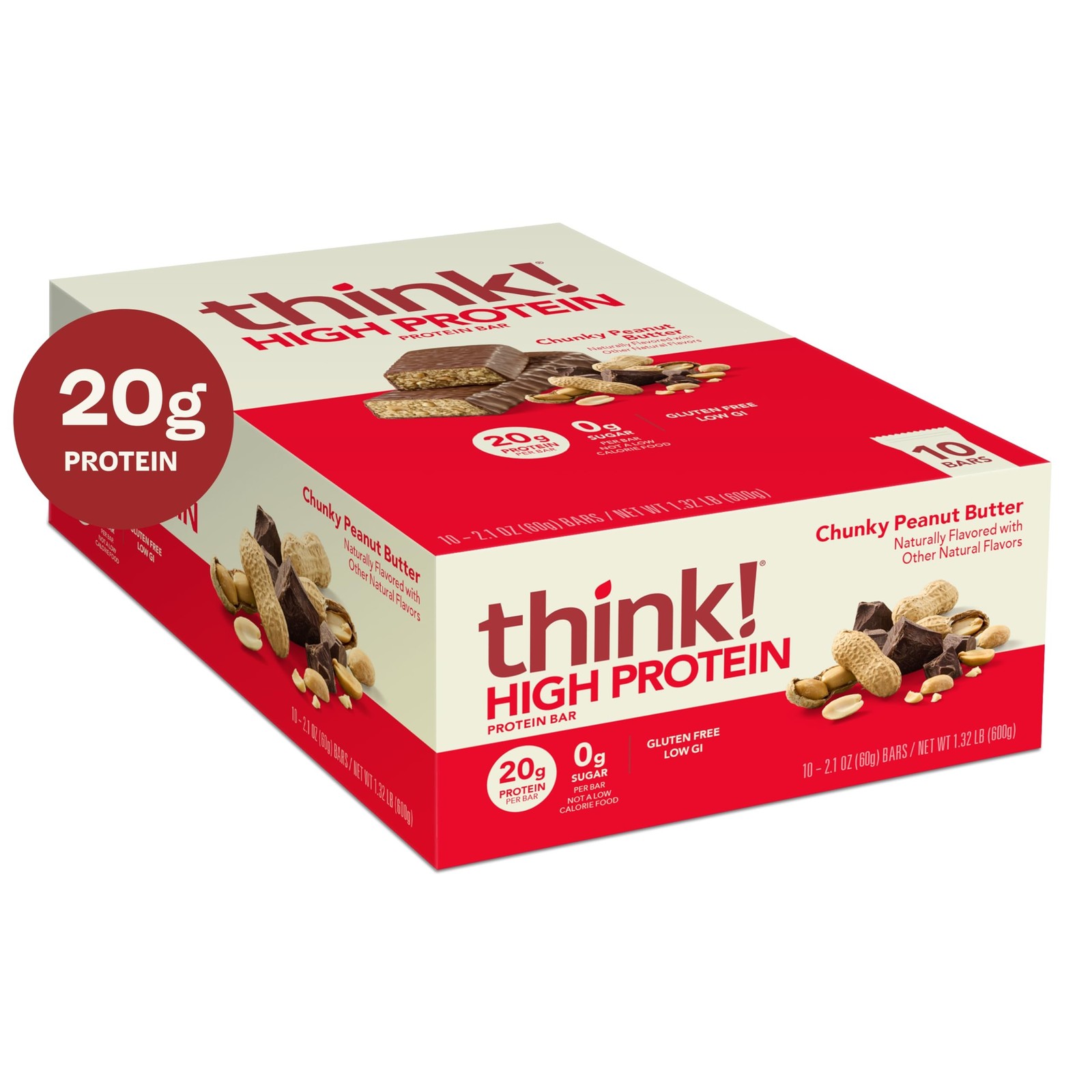think! Protein Bars, High Protein Snacks, Gluten Free, Kosher Friendly, Chunk…