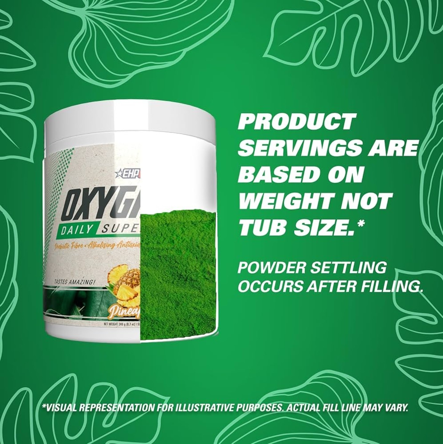 EHPlabs OXYGREENS powder 9oz ( 30 Servings ) Natural Pineapple Fla BEST BY 08/26