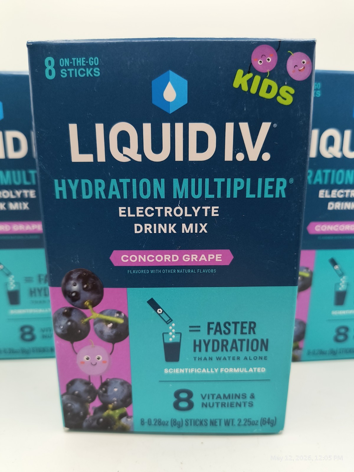 24 Liquid I.V. Kids Concord Grape Hydration Multiplier Drink Mix Sticks Ex 7/26+