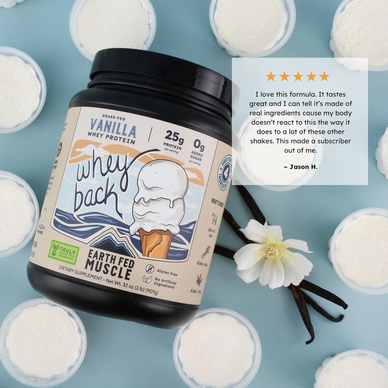 Earth Fed Muscle Vanilla Whey Back | 2lb Irish Grass Fed 25g Protein Isolate